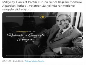 Cumhurbaşkanı Erdoğan’dan, Alparslan Türkeş Paylaşımı