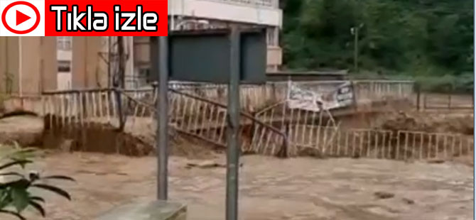 Rize'de Sel Suları Köprüyü Böyle Çökertti