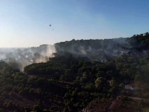 Maltepe’de Ormanlık Alanda Çıkan Yangın Söndürme Helikopterinden Böyle Görüntülendi