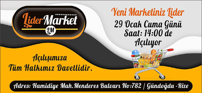 Lider Market Rize'de Açılıyor
