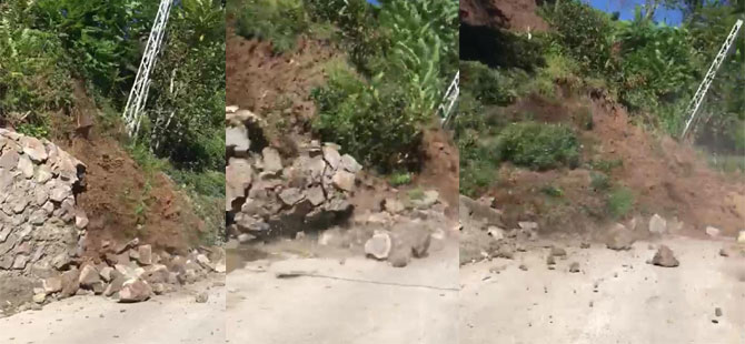 Rize'de Heyelan Köy Yolunu Bir Süreliğine Ulaşıma Kapattı