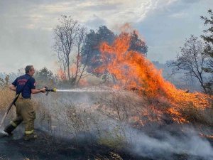 Bandırma’da Yol Kenarındaki Otluk Alanda Yangın Çıktı