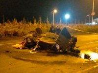 Rize'de polisten kaçarken takla atan otomobilin kaza anı güvenlik kamerasında