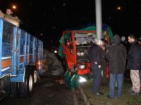 Rize'de Çay Yüklü Kamyon Direğe Çarptı 1 Yaralı VİDEO İZLE