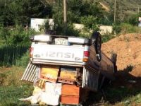 Rize'den İspir'e Giden Arı Yüklü Kamyonet Devrildi