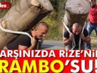 Rize'nin Rambosu 203 Kilogramlık Kütüğü Sırtında Taşıdı