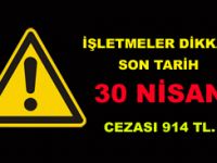 Sanayi Sicil Yıllık İşletme Cetvelleri İçin Uyarı