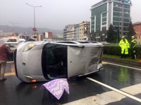 Rize’deki Kazada Sürücü Ölümden Döndü