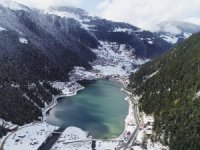 Uzungöl’deki Beyaz Örtü Havadan Böyle Görüntülendi