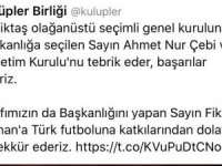 Kulüpler Birliği’nden Ahmet Nur Çebi’ye Erken Tebrik