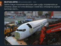 İstanbul’da pistten çıkan uçağa Yomra Belediyesinden esprili gönderme