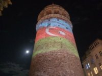 Galata Kulesi’nde Azerbaycan İçin Işıklandırma Yapıldı