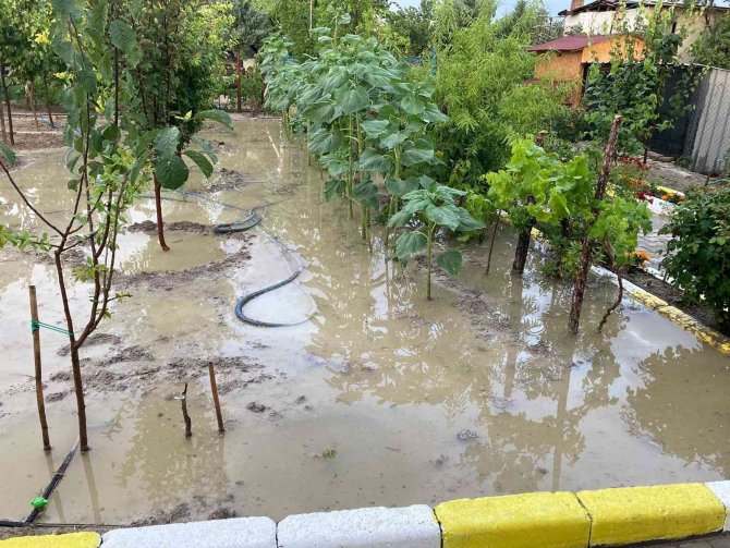 Beypazarı’nda Evleri Ve Ekili Araziyi Sel Vurdu
