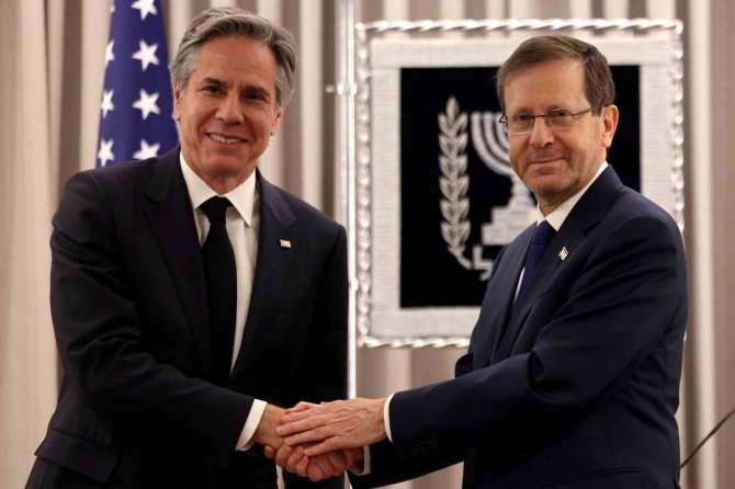 İ̇srail Cumhurbaşkanı Herzog, Abd Dışişleri Bakanı Blinken İle Bir Araya Geldi