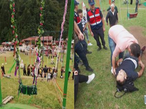 Rize'de Salıncakta Eşini Sallarken Düşen Kişi Yaralandı