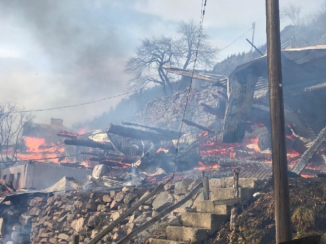 Rize'de Korkutan Yangın. 5 Ev Alevlere Teslim Oldu 23