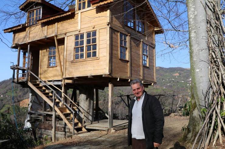 Rizeli vatandaş 150 yıllık ağacın gövdesine 2+1 ev yaptı 9