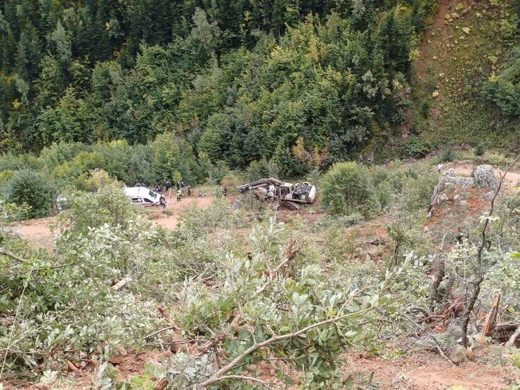 Artvin’de iş makinesi yüklü kamyon uçuruma yuvarlandı: 2 ölü 10