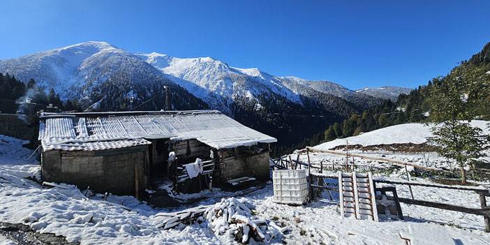 Rize'nin yüksek kesimlerine kar yağdı