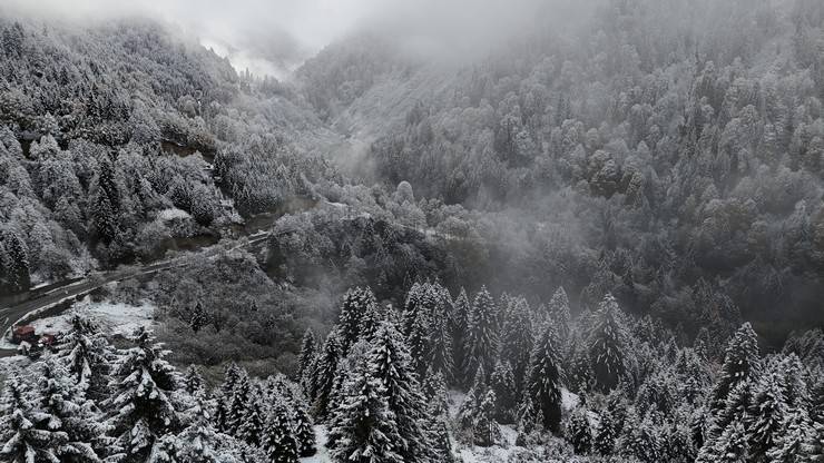 Rize'nin yüksek kesimlerine kar yağdı 1