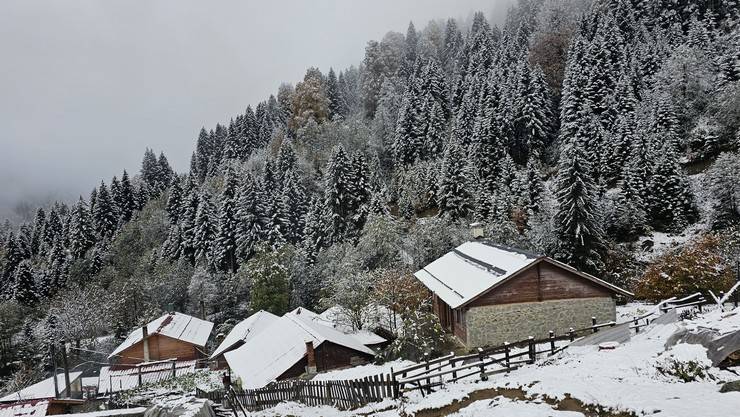 Rize'nin yüksek kesimlerine kar yağdı 4