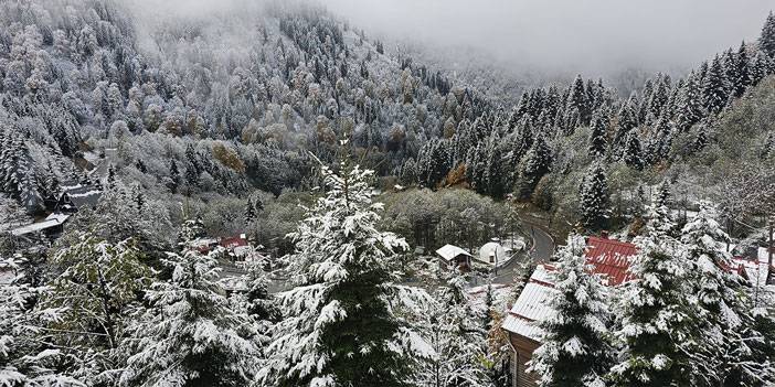 Rize'nin yüksek kesimlerine kar yağdı