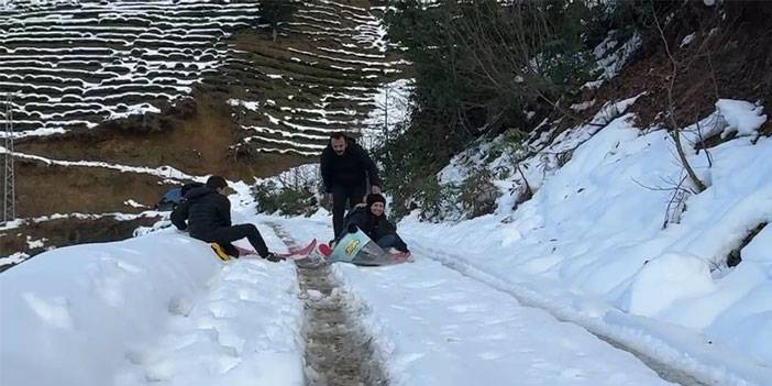 Handüzü Yaylası'nda kar eğlencesi