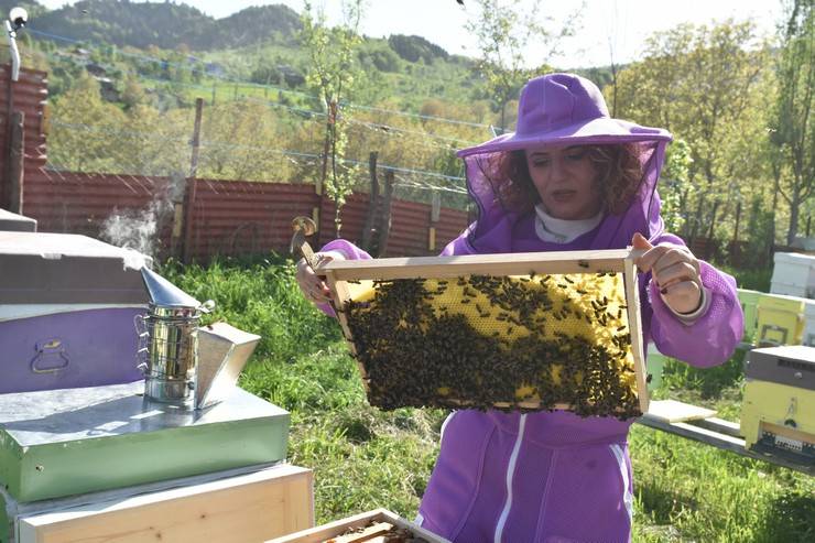 Kadın arıcı 2 kovanla başladığı arıcılıkta bu yıl yaklaşık 1,5 ton bal bekliyor 5