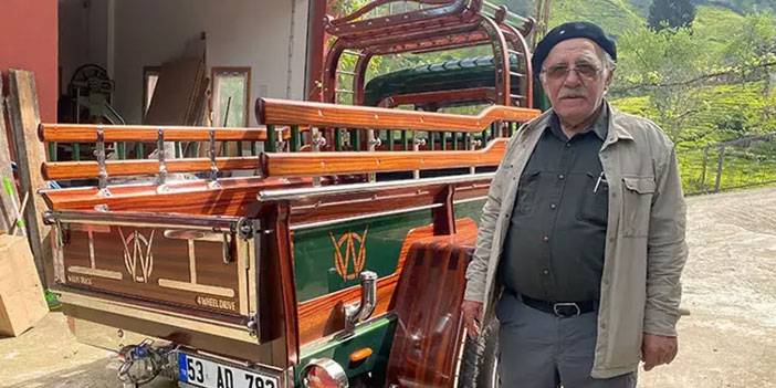 Kündekari ustasından, hurda arazi araca ahşap dokunuş