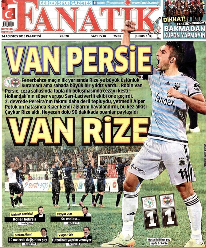 Ç.Rizespor-Fenerbahçe Gazete Manşetleri 1
