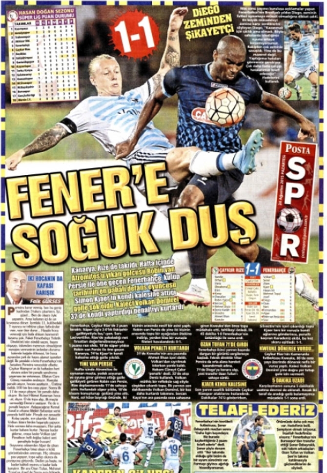 Ç.Rizespor-Fenerbahçe Gazete Manşetleri 3