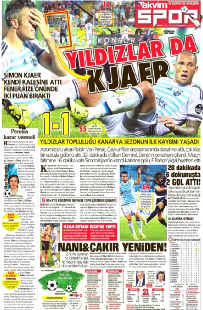 Ç.Rizespor-Fenerbahçe Gazete Manşetleri 5
