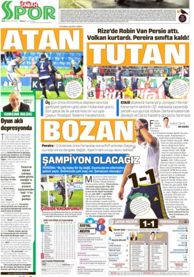Ç.Rizespor-Fenerbahçe Gazete Manşetleri 9