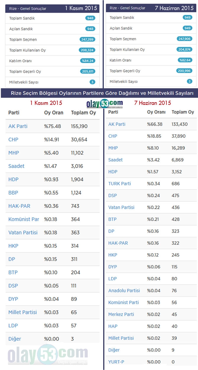 Rize'de İlçe İlçe Seçim Sonuçları 14