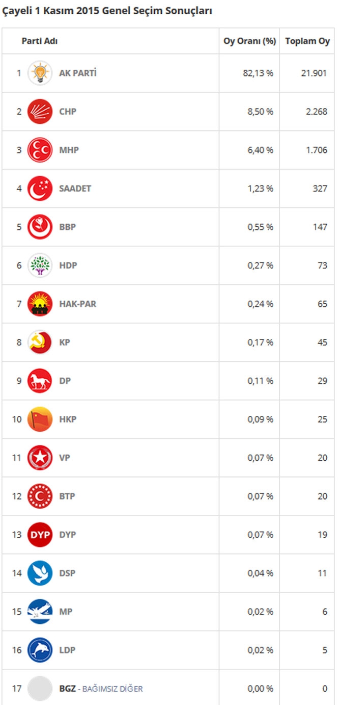 Rize'de İlçe İlçe Seçim Sonuçları 8