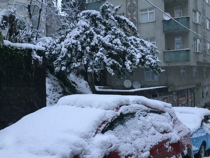 Rize'de Kar Yağışı Şehir Merkezinde Etkili Oluyor 12