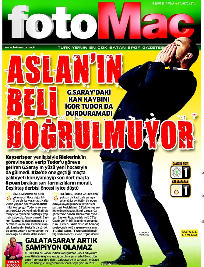 Ç.Rizespor - G.Saray Maçının Gazete Manşetleri 4