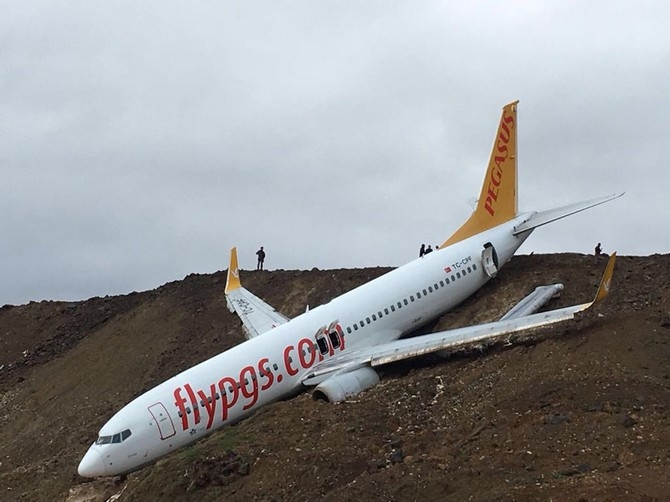 Trabzon'da pistten çıkan uçak havadan böyle görüntülendi 10
