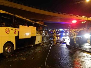 Ankara’da Seyir Halindeki Yolcu Otobüsü Alev Alev Yandı