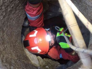 10 Metrelik Kuyuya Düşen Yavru Kediyi İtfaiye Kurtardı