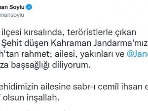 Bakan Soylu’dan Şehit Jandarma Kürşat Sel İçin Başsağlığı Mesajı