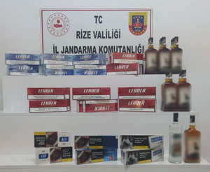 Rize'de Jandarmadan kaçak içki ve sigara operasyonu: 3 gözaltı