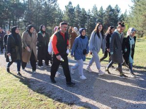 Düzce’de Sonbaharın Tadını Ormanda Yürüyerek Çıkarttılar