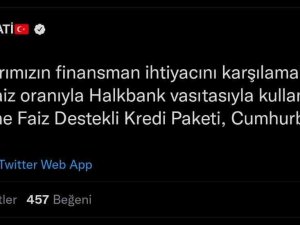 Bakan Nebati: “100 Milyar Liralık Hazine Faiz Destekli Kredi Paketi Yürürlüğe Girmiştir”