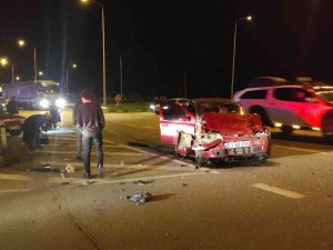 Giresun’da İki Otomobil Çarpıştı, LPG Tankı Araçtan Fırladı