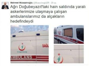 Sağlık Bakanı Müezzinoğlu, Doğubayazıt’ta Teröristlerin Ambulanslara Da Saldırmasına Tepki Gösterdi