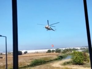 Yangın Söndürme Helikopterleri O Fabrikaya Sorti Yapıyor