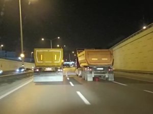 Çekmeköy’de Yarışa Giren Hafriyat Kamyonları Tehlike Saçtı