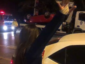 Kaza Yapan Kadın Sürücü Basın Mensuplarına Saldırdı