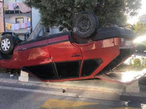 Takla Atan Otomobilden Burnu Bile Kanamadan Kurtuldu